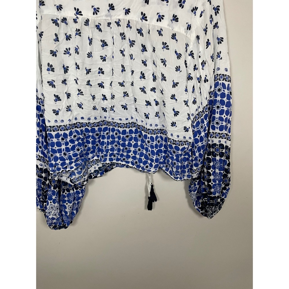 Roberta Roller Rabbit Caleb Printed Button Front Drawstring Top Size XL - Picture 7 of 10